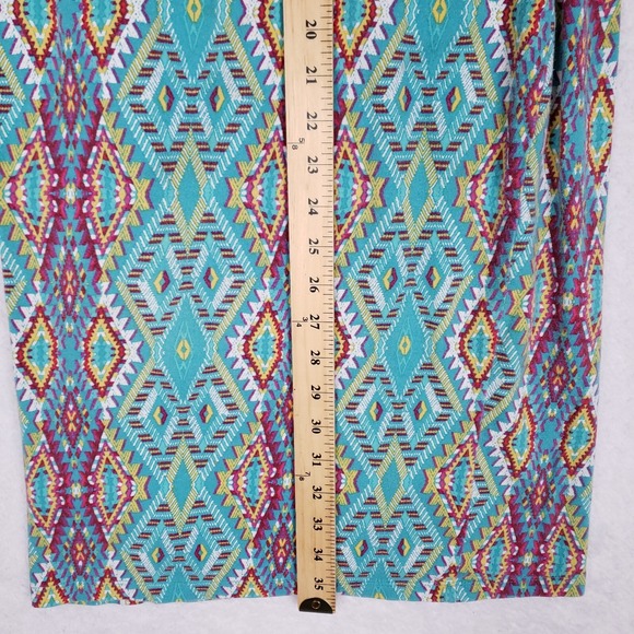Liberty Love Bodycon Dress Tribal Aztec Print Medium Sleeveless Blue Stretch - Picture 8 of 8